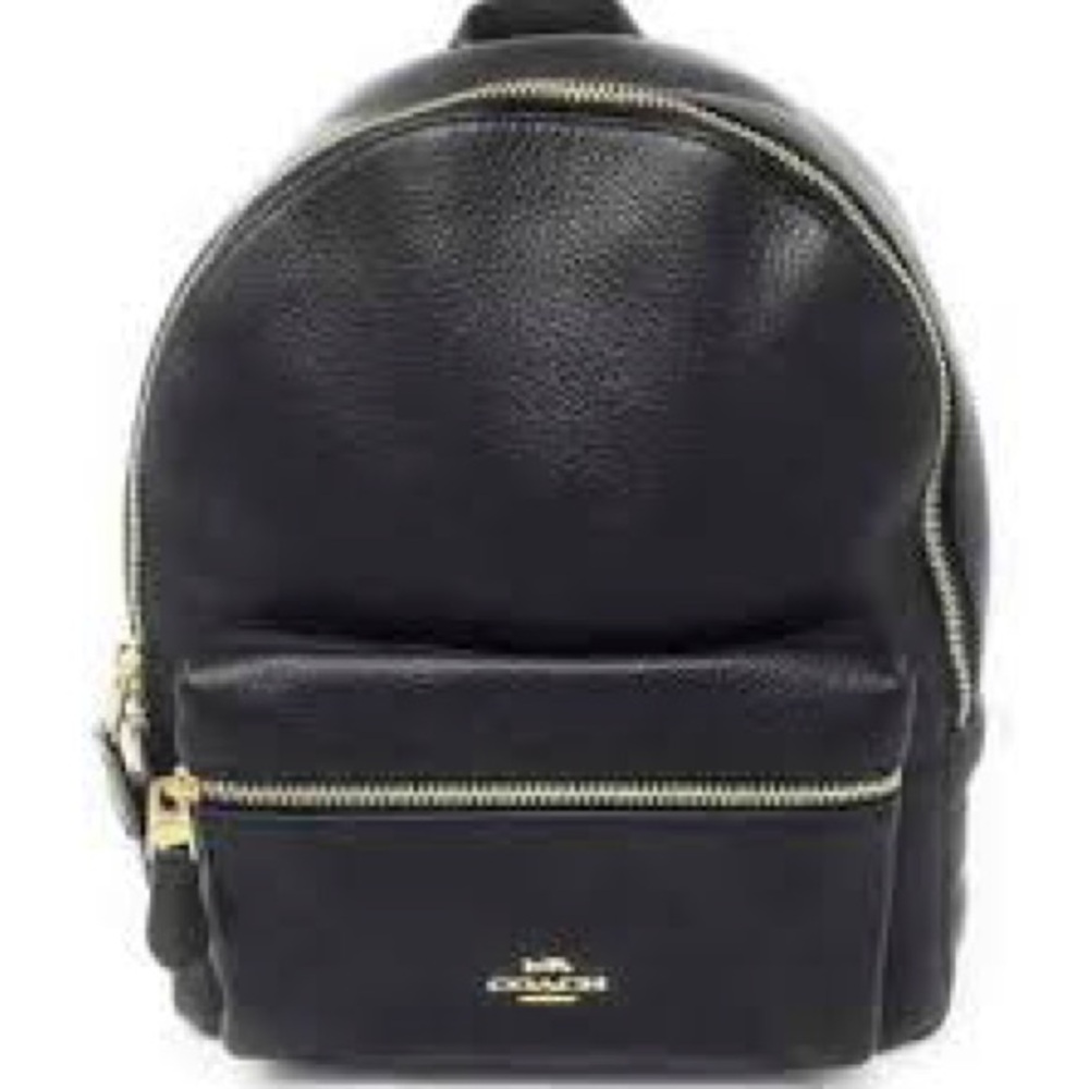 Coach Black Pebbled Medium Backpack - image 1